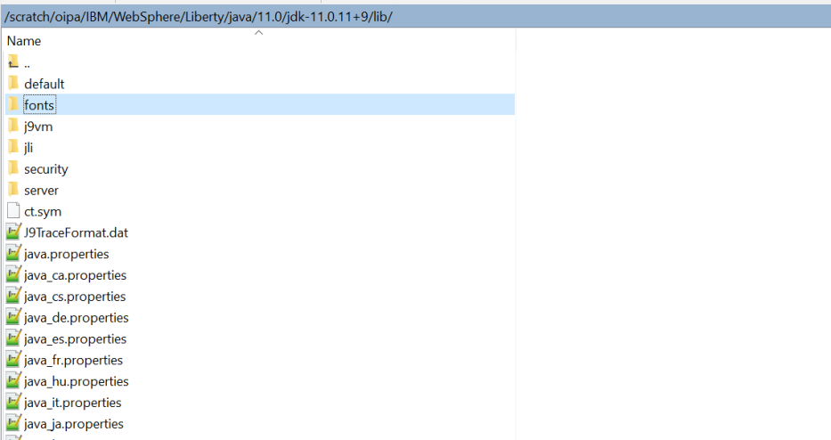 WebSphere Liberty Font Folder
